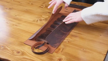 Leather Pipe Pouch for 4-Pipes, Handmade 4-Pipe Rollup Bag, Quadruple-Pipe Roll,  Tobacco