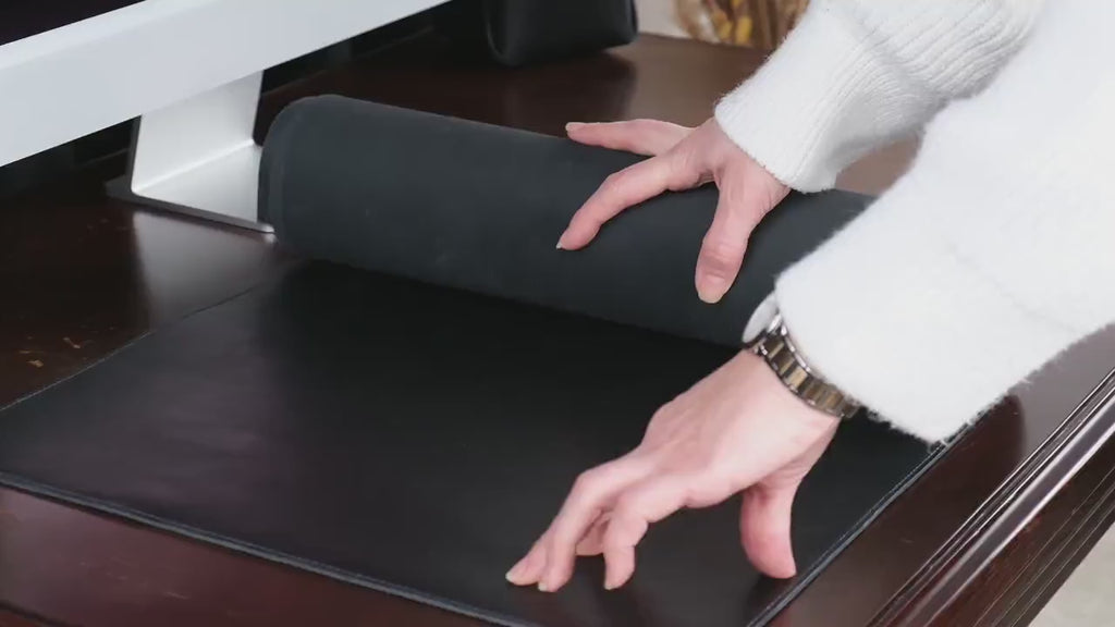 Premium Leather Black Desk Mat: Handmade Luxury 2.4mm Vegetable Tanned Desk Blotter