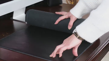 Premium Leather Black Desk Mat: Handmade Luxury 2.4mm Vegetable Tanned Desk Blotter