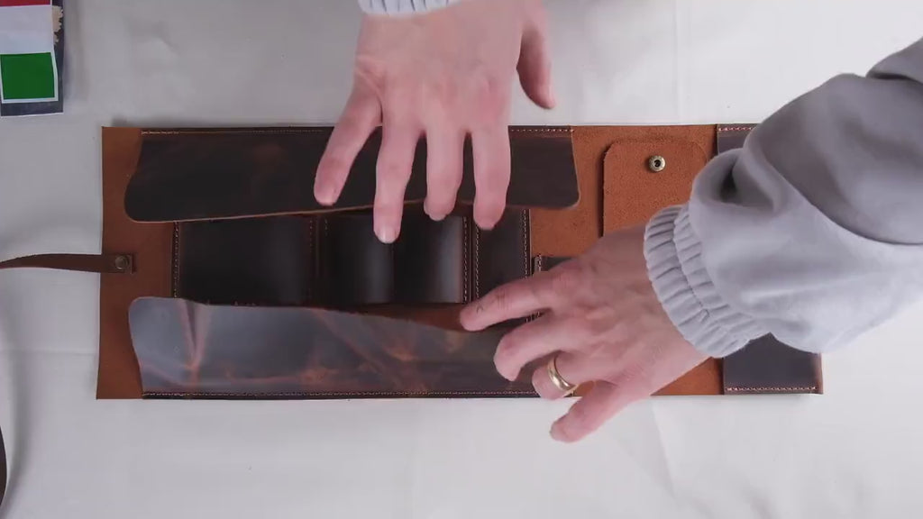 Camel Leather Pipe Pouch: Handmade Pipe Bag for 2-Pipes