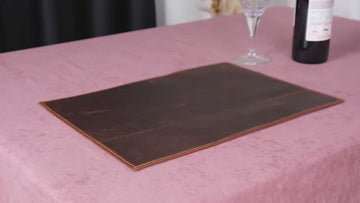 Distressed Leather Double Sided Placemat, Handmade Two-Sided Dining Table Mat, Rustic Dining Table Decor