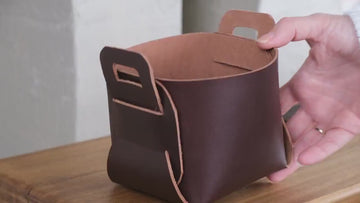 Premium Leather Storage Basket, Handmade 2.4 mm Vegetable Tanned Organizer Bin