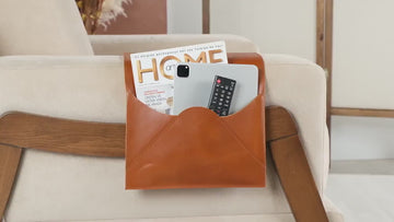 Leather Sofa Storage Organizer, Handmade Couch&Sofa Armrest Caddy for Phone, Book, Magazines, Tablet, Remote Controls, Bedside Organizer